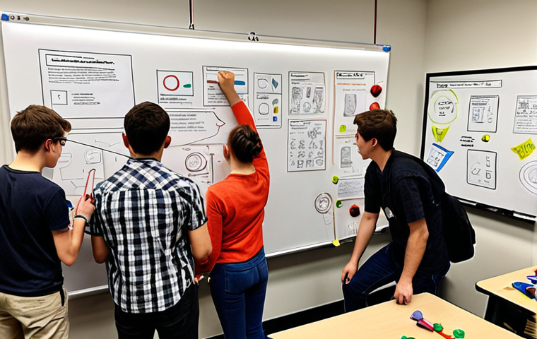 Emphasizing Practical Skills over Academic Credentials**
Prompt: "A product design studio bustling with activity. Interns and young designers are sketching, prototyping with 3D printers, and collaborating on projects. A diploma hangs crookedly on the wall, almost hidden behind a large whiteboard filled with design ideas and user feedback. Focus on hands-on work and real-world problem-solving, not formal education. Diverse, energetic team."
**
